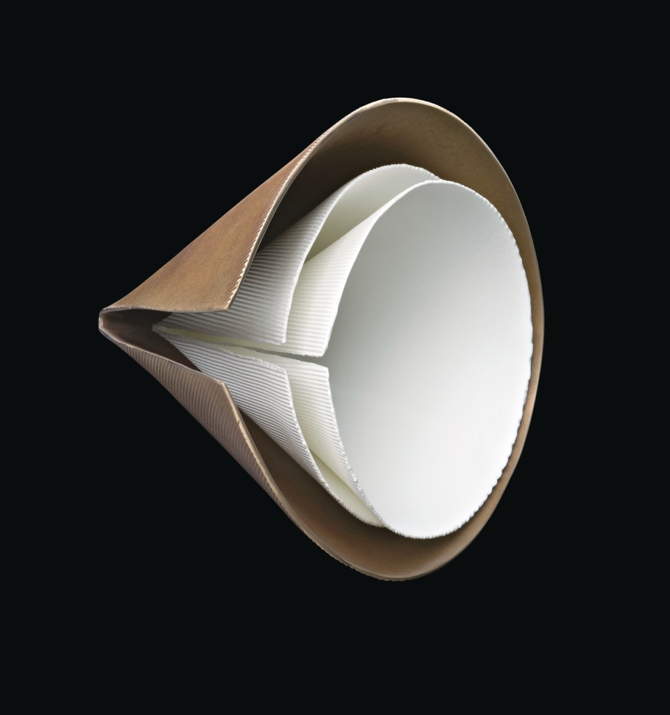 Titania Henderson, No. 3, 2014, bronze and bone china porcelain, 19.0 x 25.0 x 25.0 cm.