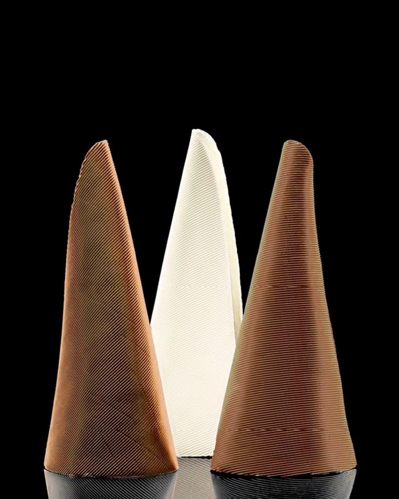 Titania Henderson, Untitled (Cones), 2016, bronze, 3 pieces, 38.0 x 24.0 x 12.0 cm overall, private collection.